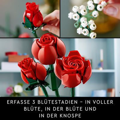 LEGO Botanicals Rosenstrauß - Blumen zum Bauen und Ausstellen - DIY Deko mit Pflanzen - Modellbau mit Kunstblumen - Bauset für Erwachsene - Geschenk zu Weihnachten für Frauen & Männer - 10328