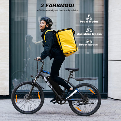 VARUN E Bike, 26"/24" E Bike Herren Damen mit 48V/36V Akku, 250W Motor, E-Mountainbike mit 21/1 Gang, 5 Modi, Aluminium Rahmen, Elektrofahrrad City Ebike mit EU-Konformes, Reichweite 50-80KM