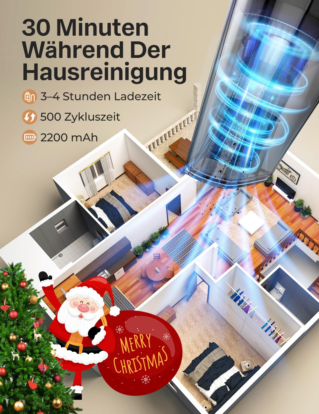 Portutif Handstaubsauger Akku, Starke Saugkraft, Tragbarer Handstaubsauger Kabellos, mit Waschbar HEPA-Filter, 25–30 Minuten Langer Laufzeit, Leicht, für Zuhause und Auto, Teppich, Treppen,Tierhaare