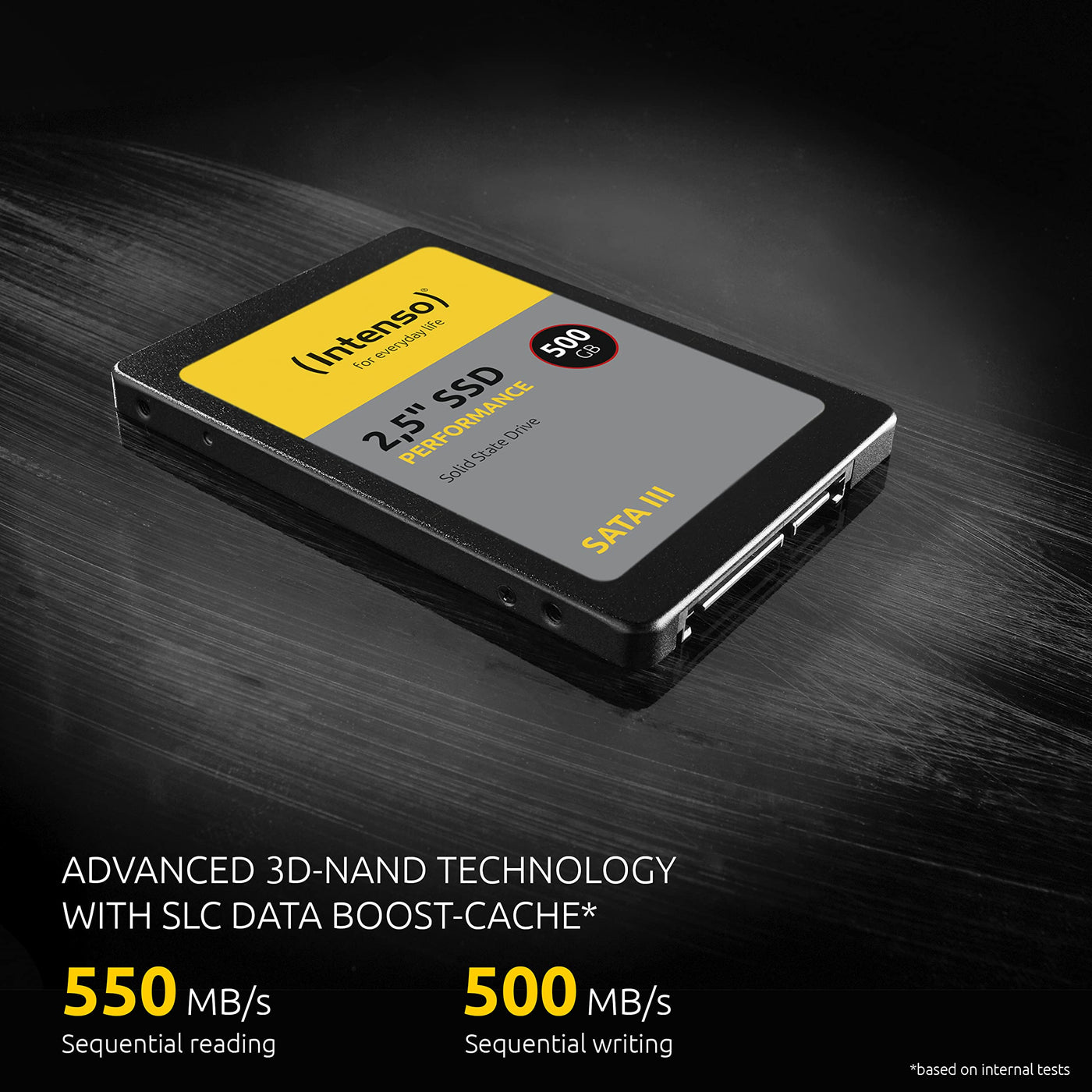 Intenso Interne 2,5" SSD SATA III Performance, 1 TB, 550 MB/Sekunden, Schwarz, Festkörper-Laufwerk