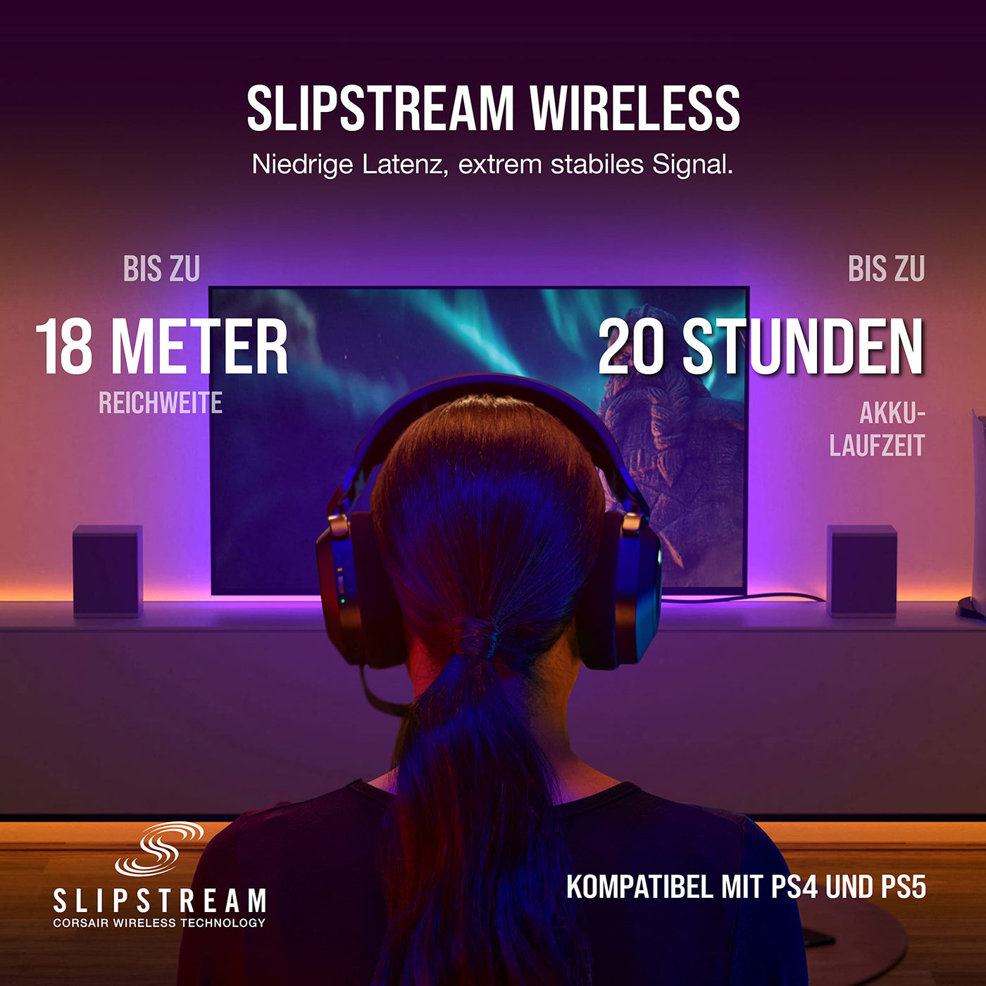 CORSAIR HS80 RGB WIRELESS Multiplattform-Gaming-Headset - Dolby Atmos - Omnidirektionales Mikrofon - iCUE-Kompatibel - PC, Mac, PS5, PS4 - Carbon, Farbe Schwarz