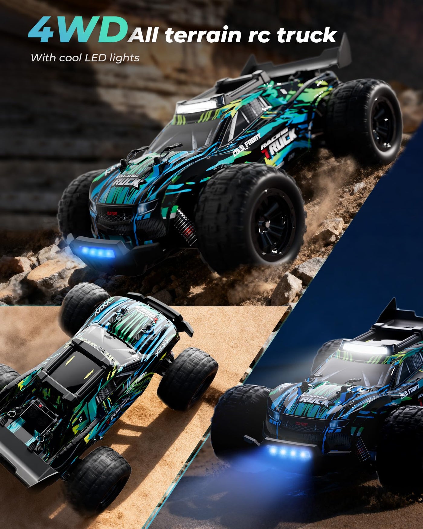 Kiztoys® Ferngesteuertes Auto, RC Auto Monstertruck Ferngesteuert 2,4 GHz 1:16 Proportional 4WD 40+ km/h Offroad, RC Truggy RTR Geländegängig ab Erwachsener Jugendliche Kind