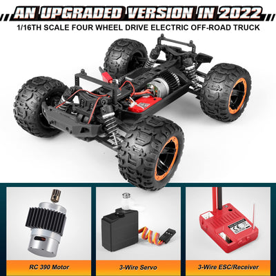 HAIBOXING Ferngesteuertes Auto 1:16 RC Monster Truck, Wasserdichter RTR All Terrain RC Auto 36 km/h, ferngesteuertes Spielzeug für Kinder und Erwachsene