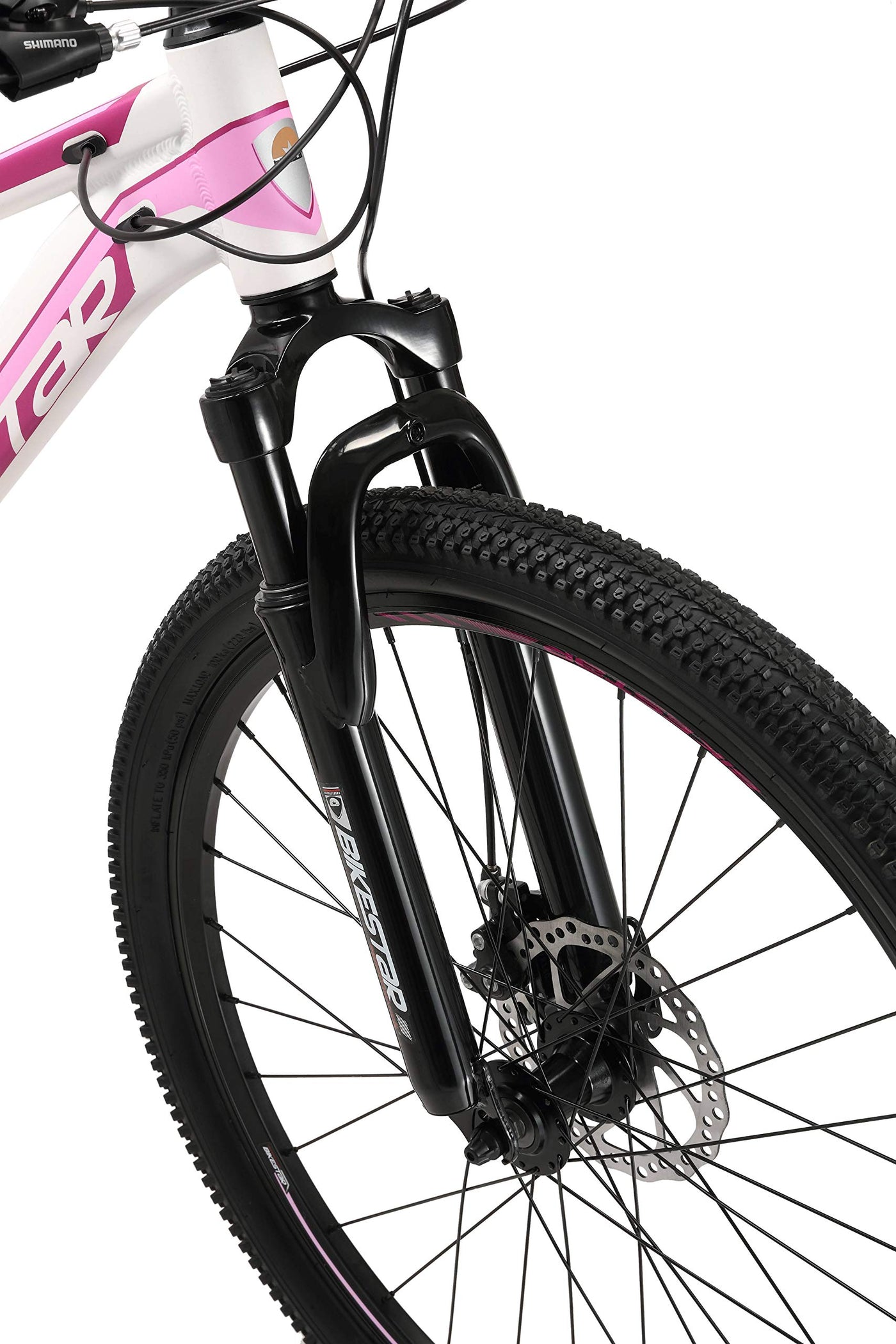BIKESTAR Hardtail Aluminium Mountainbike Shimano 21 Gang Schaltung, Scheibenbremse 26 Zoll Reifen | 13 Zoll Rahmen Alu MTB | Weiß Pink