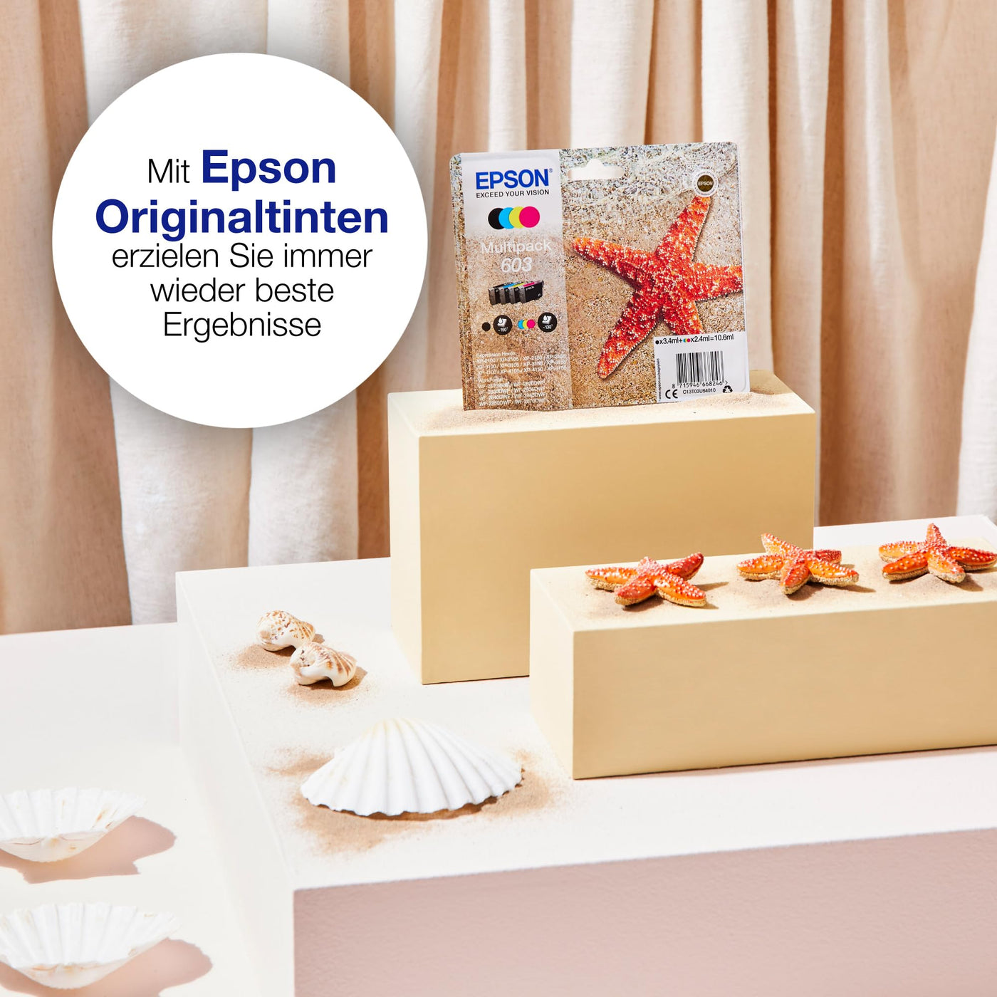 Epson Original 603 Tinte Seestern Multipack 4-farbig Standard, WF-2820DWF WF-2830DWF WF-2840DWF WF-2850DWF XP-2100 XP-2150 XP-3100 XP-3150 XP-4100 XP-4150, EasyMail, ReadyPrint Flex-Tintentarife