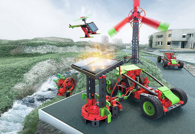 fischertechnik 559879 PROFI Green Energy – Bausatz für Kinder ab 9 Jahren, Experimentierkasten für Solar, Windkraft und Wasserkraft, inkl. Solarmodulen & Solarmotor