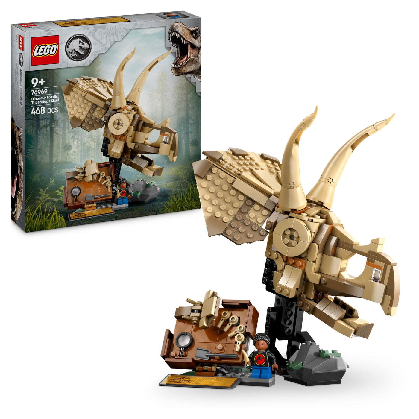 LEGO Jurassic World Dinosaurier-Fossilien: Triceratops-Schädel Modell, Dinosaurier Spielzeug für Jungen und Mädchen ab 9 Jahren, Geschenk für Kinder und Jurassic World Fans 76969