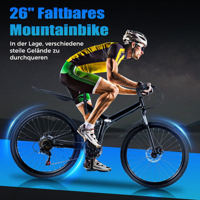 Charocean Mountainbike 26 Zoll Fahrrad Herren Fahrräder 21 Gang-Schaltung Mountain Bike Vollfederung Klapprad mit Scheibenbremse, Fahrrad für Jungen Herren und Damen
