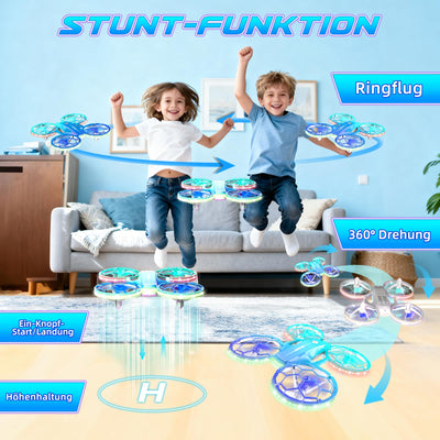 Charmofun Mini Drohne für Kinder, Drone kinder mit 360° Flips, Indoor Outdoor RC Drone mit 4 LED-Licht, 3 Akku, RC Flugzeug Quadrocopter Geschenke für Jungen ab 6 + Jahre und Anfänger