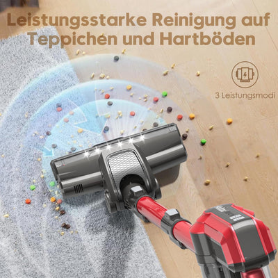Akitas V10 30V 450W 45kPa 60 Minuten Akku Staubsauger kabellos Stielstaubsauger aufrecht und handgehalten, Leichtgewicht mit bürstenlosem digitalem BLDC-Motor, geeignet für Teppiche und Tierhaare