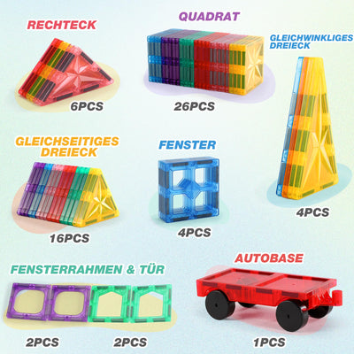 Lovchil Magnetische Bausteine 61 Teiles Magnetbausteine ab 3+ Jahre Magnet Spielzeug Vorschule Lernen Montessori Kinderspielzeug für 3 4 5 6 7 8 Jahre alte Jungen und Mädchen