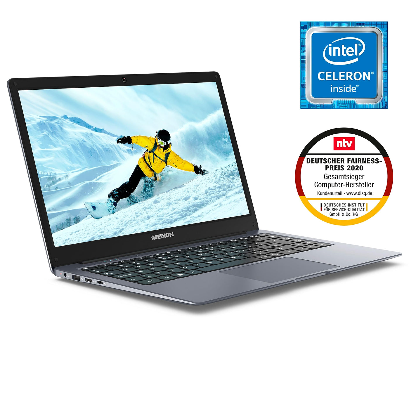 MEDION E14223 39,6 cm (14 Zoll) Full HD Laptop (Intel Celeron N4120, 4GB DDR4 RAM, 128GB Flash-Speicher, Webcam, Win 11 Home)