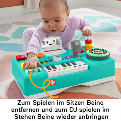 Fisher-Price Lernspaß DJ Spieltisch - musikalisches Lernspielzeug mit 3 Klavierspielmodi, Lichtern, Version: Niederländisch; Englisch; Französisch; Deutsch; Italienisch, HRB67