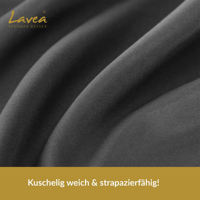 Lavea Bettwäsche Set 4teilig - 135x200 (2X) + 80x80 (2X) Anthrazit aus Mikrofaser - Ultraweich, Atmungsaktiv & Hypoallergen, ÖKO-TEX Bettwäsche Set mit Qualitätsreißverschluss