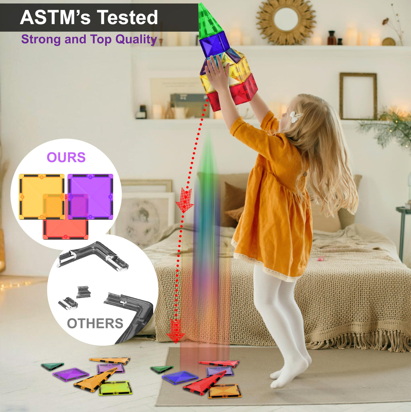 Desire Deluxe Magnetische Bausteine Magnet Montessori Spielzeug für Kinder, Magnetbausteine für Jungen und Mädchen, 3 4 5 6 7 8 Jahre alt, 57pc Set