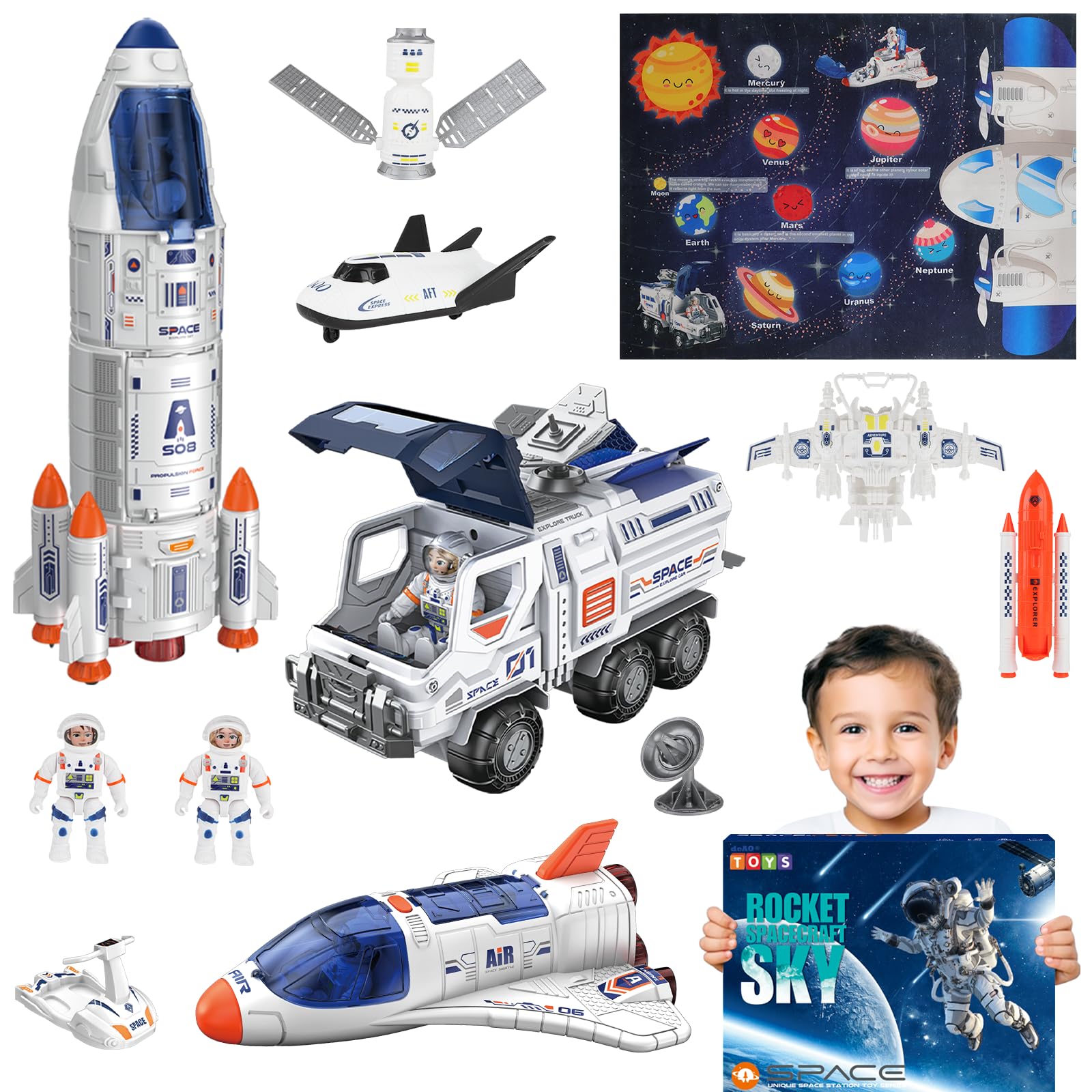 spielzeug space shuttle deAO Space Shuttle Rakete Spielzeug mit Licht & Sound, Rauchfunktionen