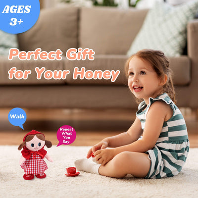 Hopearl Sprechende Singende Puppe Wiederholt Gesagtes Laufend Elektrisch Interaktiv Animiertes Spielzeug Sprechendes Plüschtier Geschenk für Kleinkinder, 20 cm