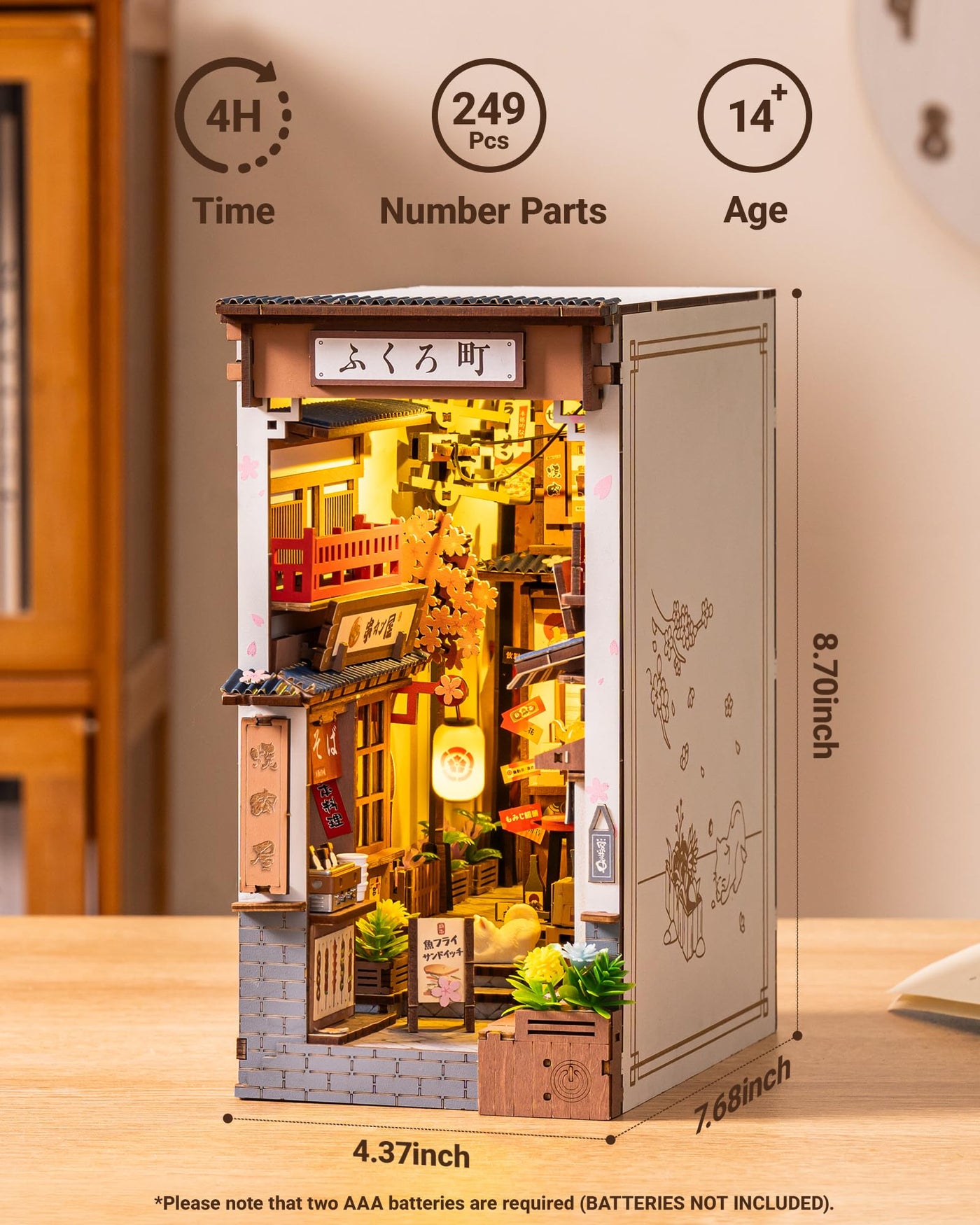 ROBOTIME Book Nook Kit Sakura Wine Alley, DIY Booknook Diorama 3D Puzzle Miniatur Haus, Modellbausatz Geschenke für Erwachsene Teenager, Bücherregal Deko