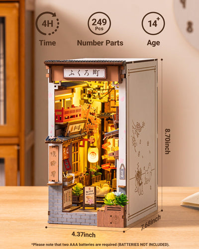 ROBOTIME Book Nook Kit Sakura Wine Alley, DIY Booknook Diorama 3D Puzzle Miniatur Haus, Modellbausatz Geschenke für Erwachsene Teenager, Bücherregal Deko