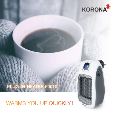Korona 60010 Steckdosenheizer mit Frostwächter Funktion | 600 Watt | Digitales Display | Einstellbare Temperatur | Ideal für schnelle, punktgenaue Wärme in Räumen mit 10-20 m²