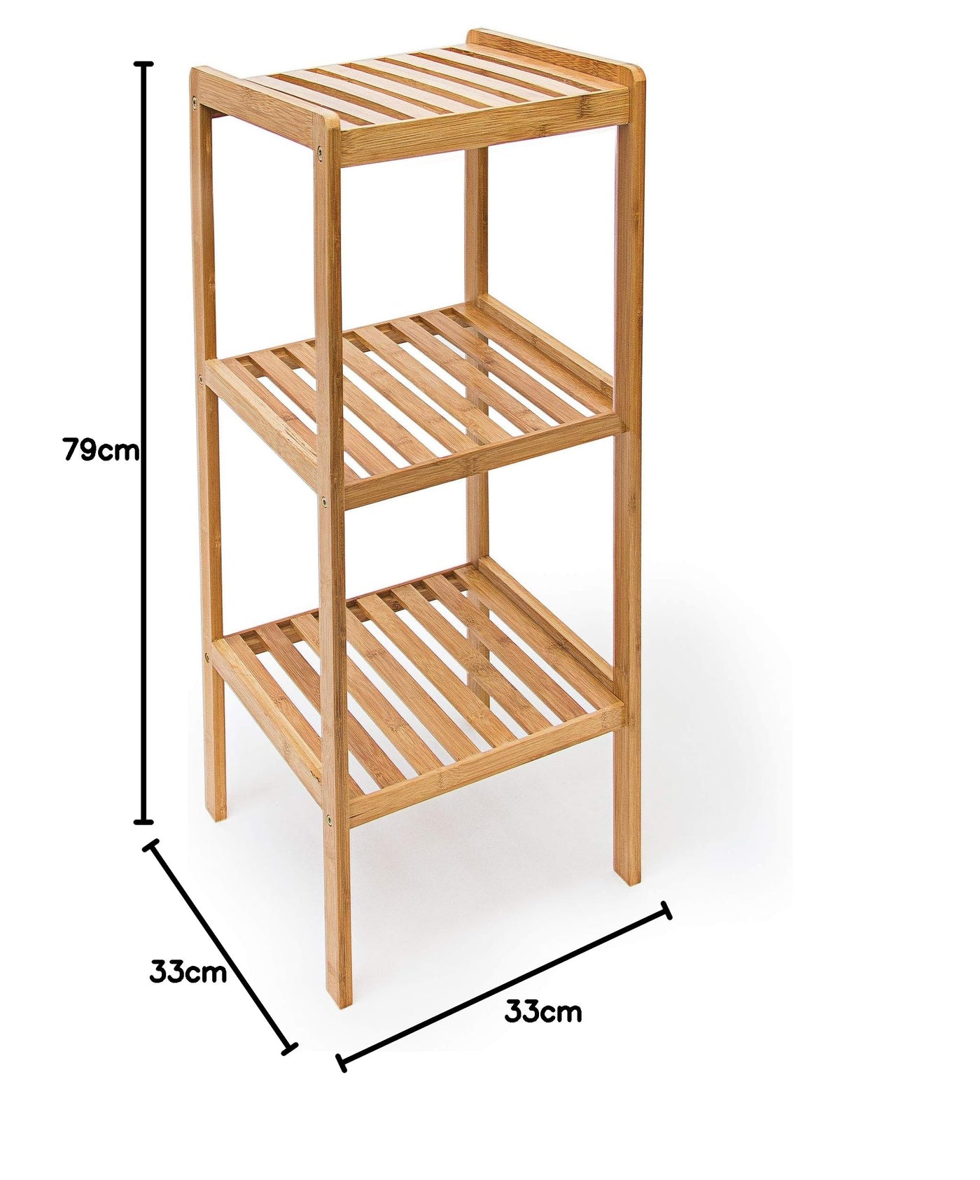 Relaxdays Badregal Bambus mit 3 Ablagen HBT: 79 x 33 x 33 cm Schickes Standregal aus natürlichem Holz Bambusregal als Küchenregal oder Holzregal zur Aufbewahrung und Lagerung im Badezimmer, natur