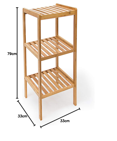 Relaxdays Badregal Bambus mit 3 Ablagen HBT: 79 x 33 x 33 cm Schickes Standregal aus natürlichem Holz Bambusregal als Küchenregal oder Holzregal zur Aufbewahrung und Lagerung im Badezimmer, natur
