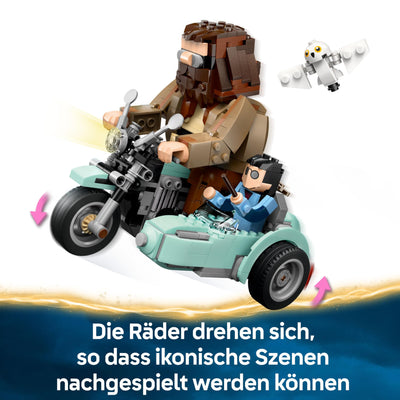 LEGO Harry Potter Hagrids und Harrys Motorradtour – Spielzeug mit Motorrad, Beiwagen & Eule Hedwig – Mit Minifiguren zum Sammeln – Kreatives Geschenk für Mädchen und Jungen ab 9 Jahren – 76443