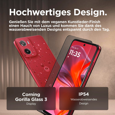 Motorola Moto g05 Smartphone (6,67"-FHD+-Display, 50-MP-Kamera, 4 GB / 64 GB, 5200 mAh, Android 15) Plum Red, inkl. Schutzcover [Exklusiv bei Amazon]