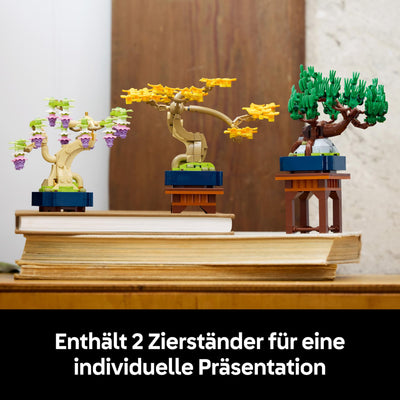 LEGO Botanicals Mini-Bonsais - Bonsai zum Bauen & Ausstellen - Kreative Deko Blumen - Ginkgo, Schwarzkiefer & Wisteria Kunstpflanzen - DIY Deko für Zuhause - Geschenk für Frauen & Männer - 10373
