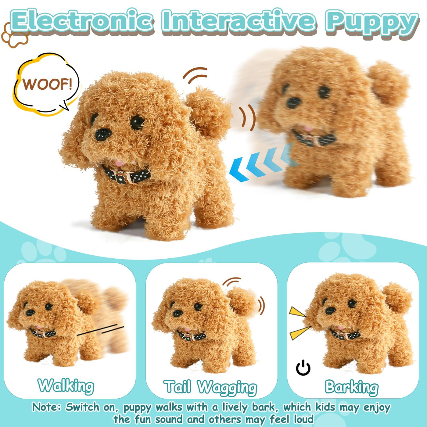 Nuheby Hund Spielzeug Kinder Hund mit Leine der Läuft und Bellt Kuscheltier Hund Elektrischer Hundekäfig, Dog Spiel Spielzeug Mädchen ab 2 3 4 5 Jahre Geschenkideen Klein Spielhund der Läuft und Bellt