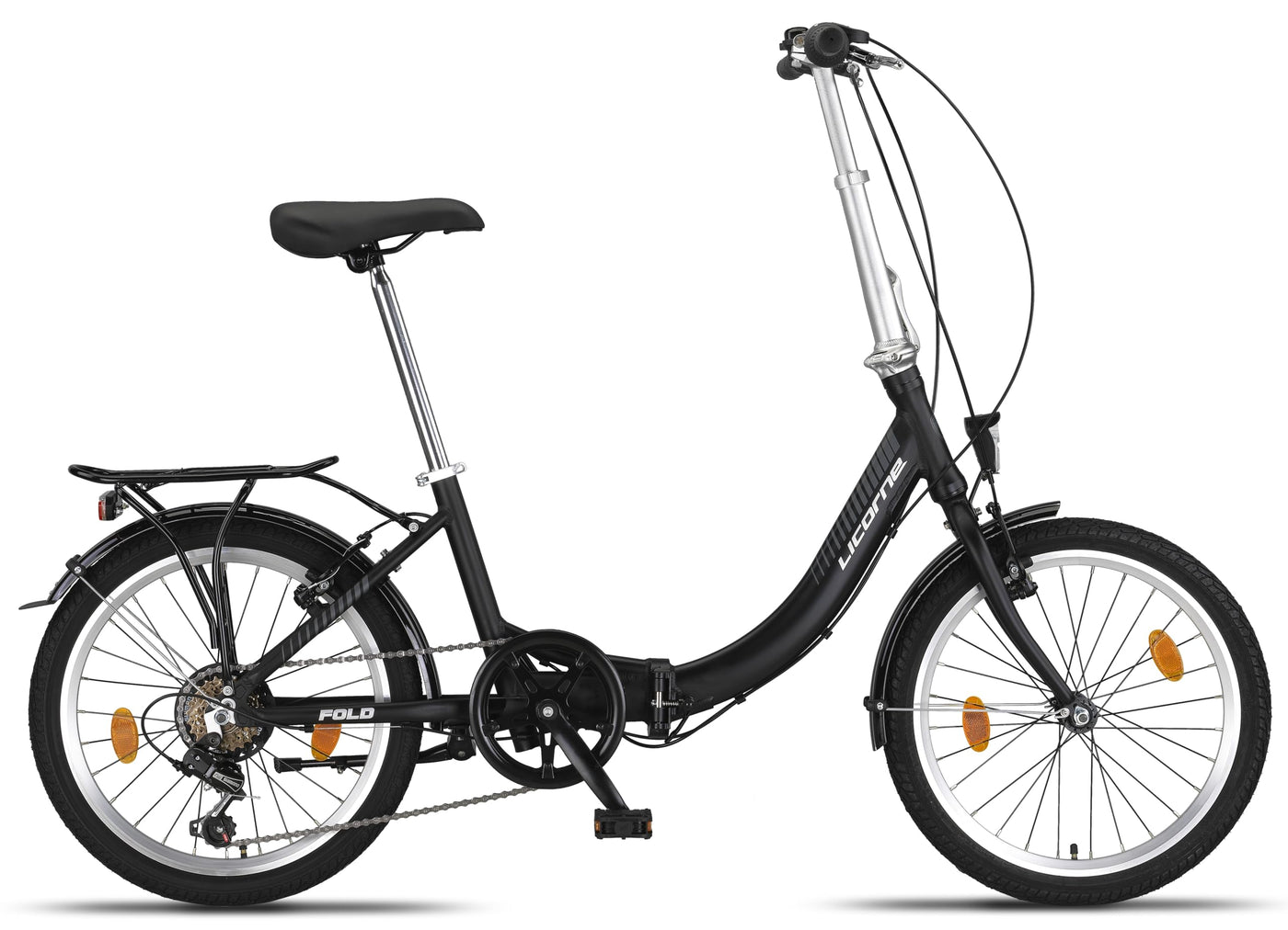 Licorne Bike Fold Premium Klapprad Aluminium 6 Gang Shimano Kettenschaltung Quick-Fold-System Klappfahrrad (V-Bremse, Schwarz/Anthrazit)