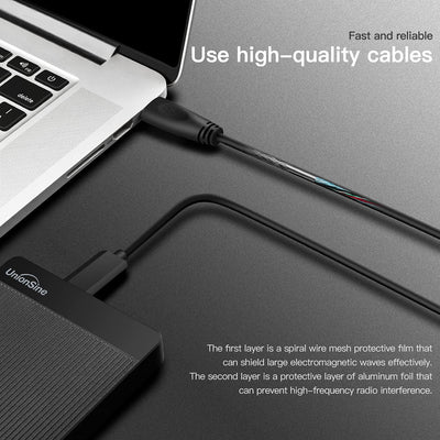 UnionSine Externe Festplatte 2TB ultradünn tragbar 2,5 Zoll USB 3.0, SATA, Festplattenspeicher für PC, Mac,TV, Wii U, Xbox, PS4 (Schwarz) HD2510