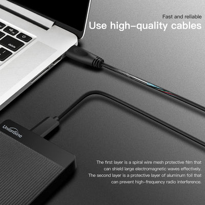UnionSine Externe Festplatte 2TB ultradünn tragbar 2,5 Zoll USB 3.0, SATA, Festplattenspeicher für PC, Mac,TV, Wii U, Xbox, PS4 (Schwarz) HD2510