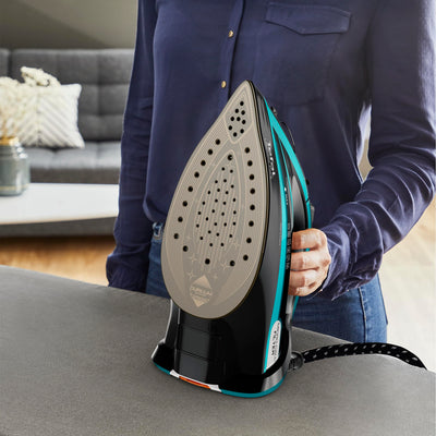 Tefal Dampfbügeleisen Ultimate Pure FV9844 | 3200 W | Micro-Calc-Filter | Durilium Airglide Autoclean-Bügelsohle | Automatische Abschaltung | ‎ ‎0.35 Liter | 31.6 x 15.1 x 16.3 cm | Schwarz / Blau