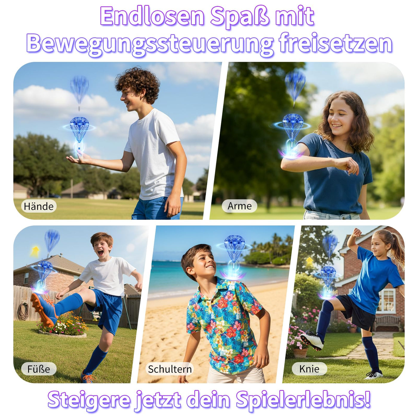 Fliegender Ball Lite Spielzeug, Mini Drohne KI-Bewegungssteuerung & 360°-Flip, Wiederaufladbare Drohne für Kinder & Erwachsene,Spinner-Ball geschenk für Jungen und Mädchen ab 6 7 8 Jahren