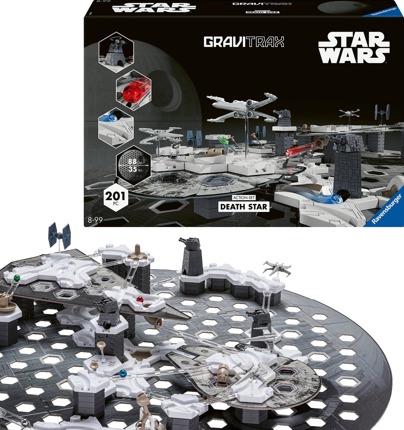 Ravensburger GraviTrax Star Wars Action-Set Deathstar 23860 - GraviTrax Starterset für Deine Kugelbahn - Murmelbahn und Konstruktionsspielzeug ab 8 Jahren, GraviTrax Zubehör alleine bespielbar