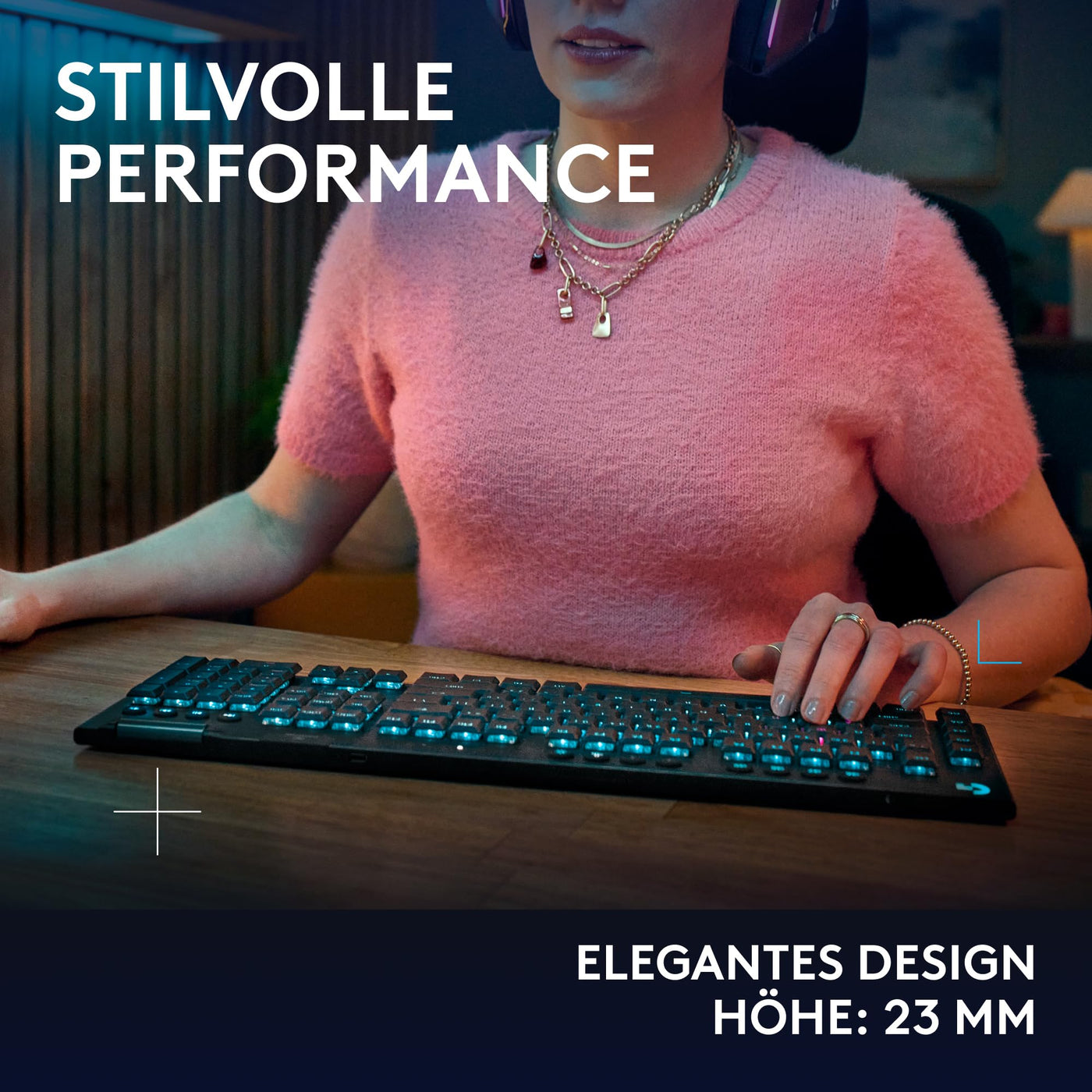 Logitech G G915 X LIGHTSPEED TKL – flache kabellose Gaming-Tastatur mit Double-Shot-PBT-Tastenkappen, RGB-Hintergrundbeleuchtung, roten linearen GL-Switches für PC/Mac, DEU QWERTZ-Layout - Schwarz