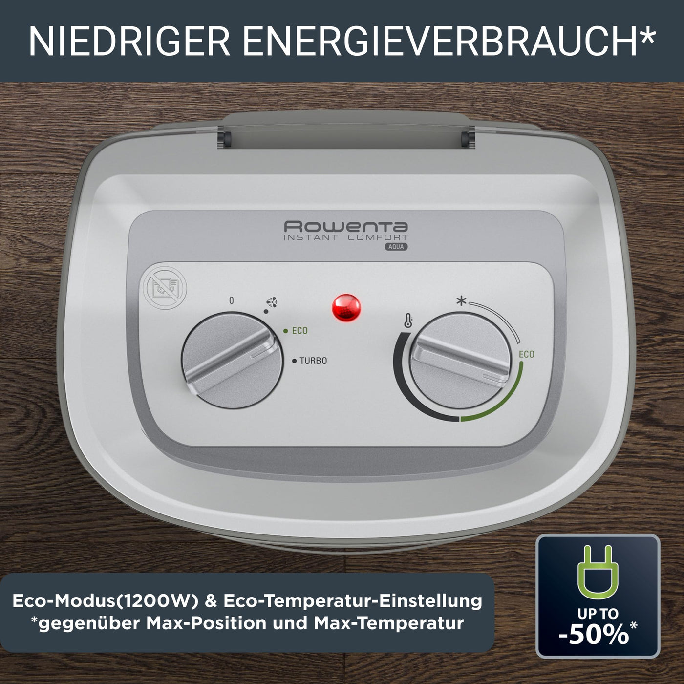 Rowenta Instant Comfort Aqua Heizlüfter, Zwei Heizstufen, Lüfterfunktion, Regulierbarer Energieverbrauch, Leise, Elektroheizung, Hellgrau, SO6510F2, 1200 - 2400w