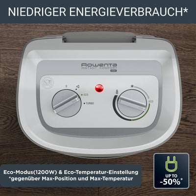 Rowenta Instant Comfort Aqua Heizlüfter, Zwei Heizstufen, Lüfterfunktion, Regulierbarer Energieverbrauch, Leise, Elektroheizung, Hellgrau, SO6510F2, 1200 - 2400w