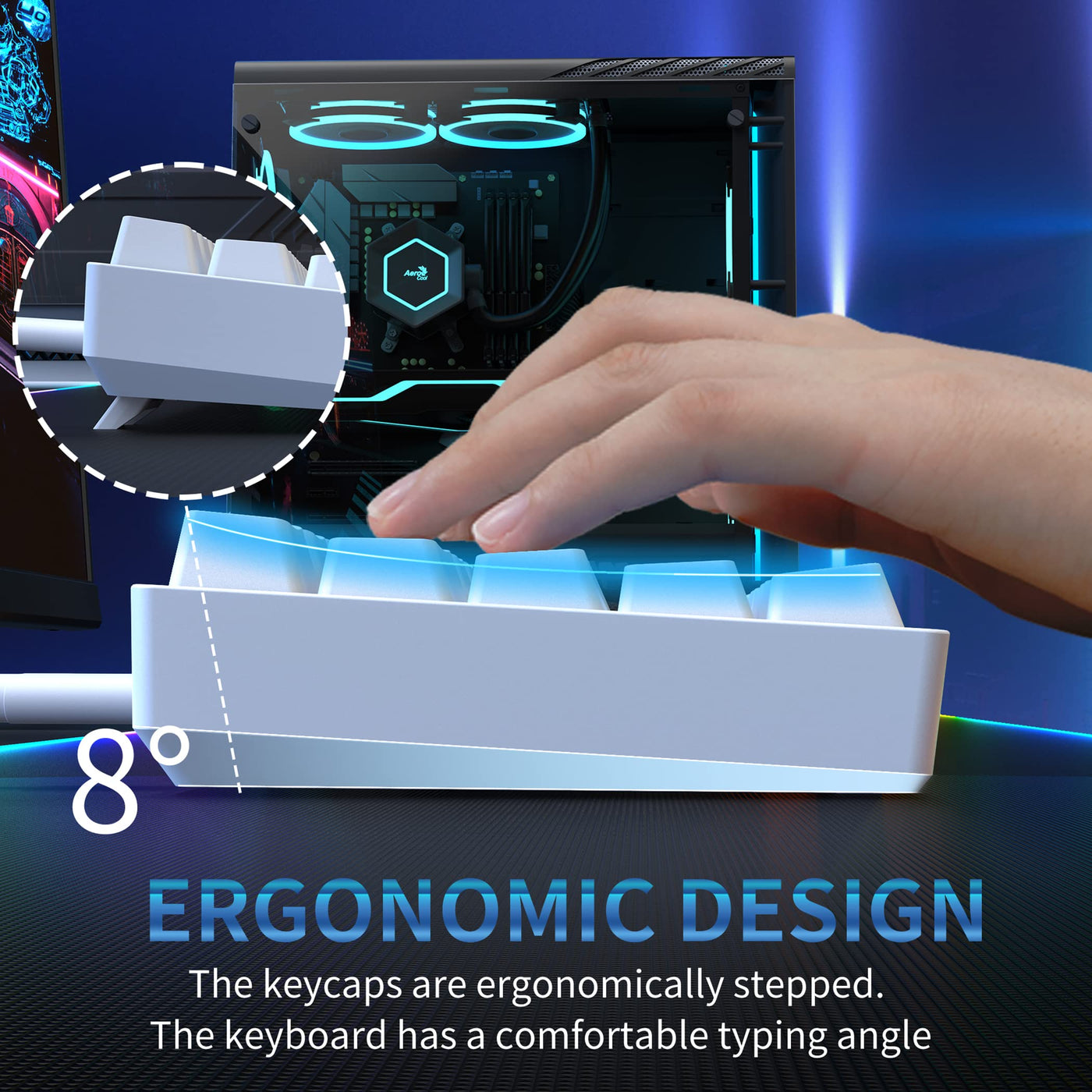 Dierya DK61se Gaming Tastatur,60% Prozent Mechanische Tastatur mit Red Linear Switch,Ultra-Compact Mini 61 Tasten Anti-Ghosting,Typ-C-Datenkabel,US Layout für PC Windows Gamer Typist,Weiß