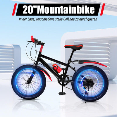 20 Zoll Kinderfahrrad 7 Gang Rotes Mountainbike mit Doppelscheibenbremsen Jungen- und Mädchenfahrräder eignen sich für das Fahren auf der Straße, in den Bergen und auf einer Vielzahl anderer Weg