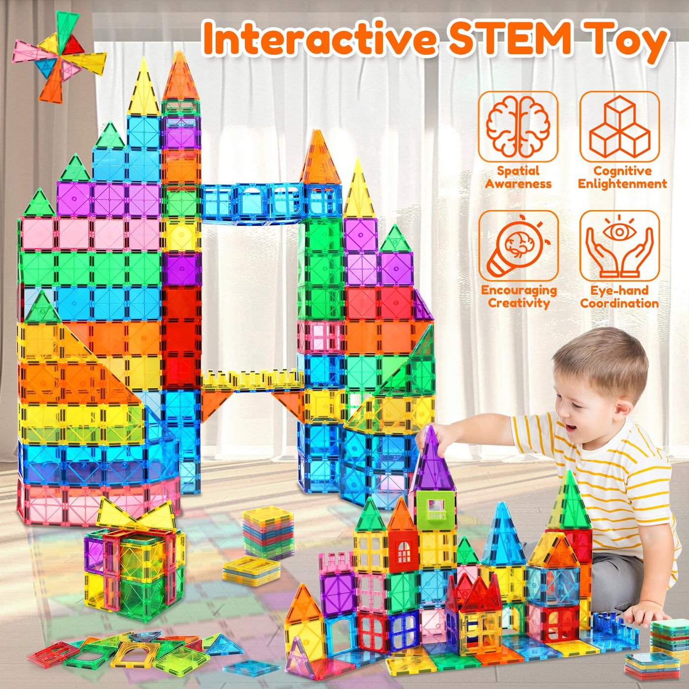 100pcs Magnetische Bausteine Spielzeug ab 3 Jahre Kinder, Magnetbausteine für 4-8 kinder, Montessori STEM-Lernspielzeug Magneten Set Spielzeug Geschenk für Kinder ab 3 4 5 6 7 Jahre Junge Mädchen