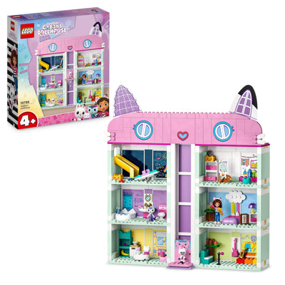 LEGO Gabby's Puppenhaus Spielzeug - 4-stöckiges Puppenhaus mit Gabby, Pfötchen-Panda, MeerMieze und Kuchen-Katze Minifiguren und Zubehör - Geschenk für Mädchen und Jungen ab 4 Jahren - 10788