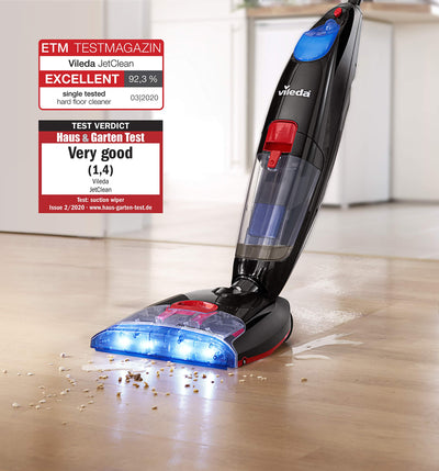 Vileda JetClean 3in1 Saugwischer, Bodenwischer für alle Hartböden, Staubsauger mit Wischfunktion – Saugen, Wischen & Trocknen in nur einem Schritt, Eco-Verpackung