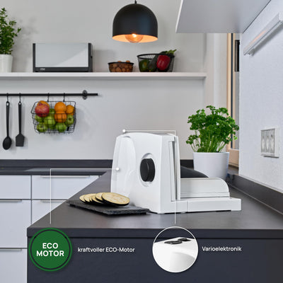 ritter markant 05 Klappbarer elektrischer Allesschneider & Brotschneidemaschine mit Eco-Motor, Made in Germany