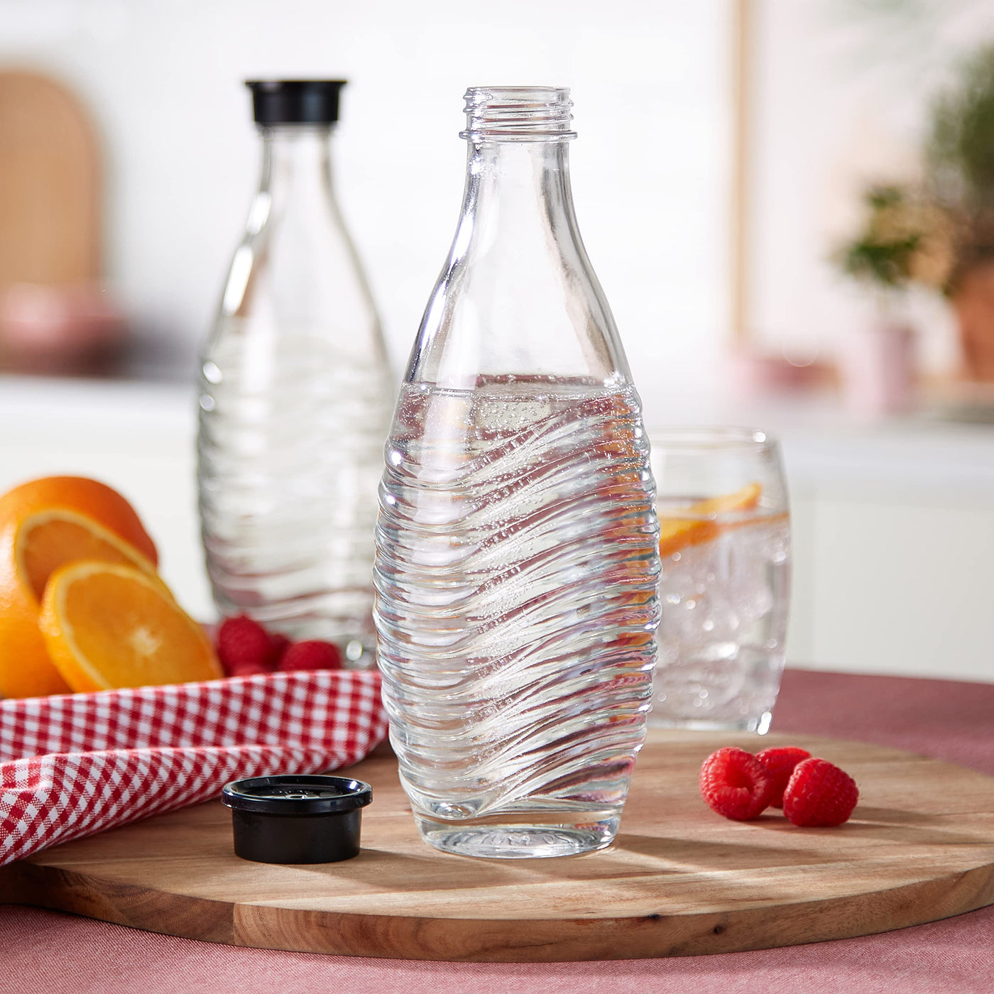 SodaStream 0,8L CRYSTAL Glaskaraffe | Spülmaschinenfest | Kompatibel mit Crystal & Penguin | elegantes Design | 2er-Pack