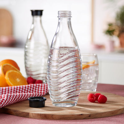 SodaStream 0,8L CRYSTAL Glaskaraffe | Spülmaschinenfest | Kompatibel mit Crystal & Penguin | elegantes Design | 2er-Pack