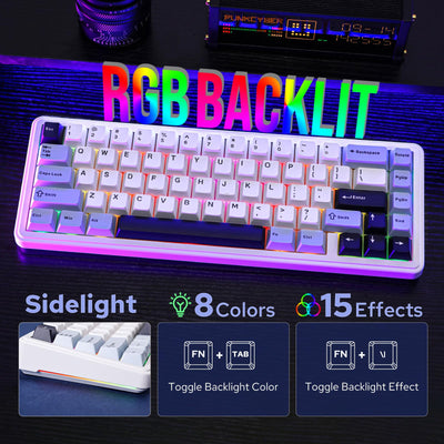 EPOMAKER x Aula F65 Mechanische Tastatur Kabellose, Custom Gaming Tastatur Gasket mit Hot-Swap-fähige, RGB, Bluetooth/2,4 GHz/Kabel, geschmierte lineare Schalter (Eisiges Blau, Reaper Switch)