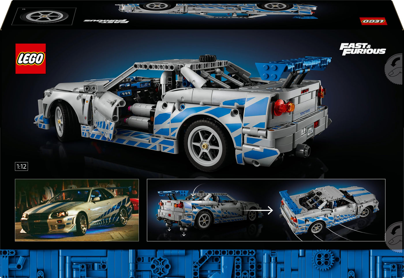 LEGO Technic 2 Fast 2 Furious Nissan Skyline GT-R R34 Automodell-Bauset für Erwachsene - mit Driftfunktion, Lenkung, Federung und 6-Zylinder-Motor - Sammlergeschenk für Fans - 42210