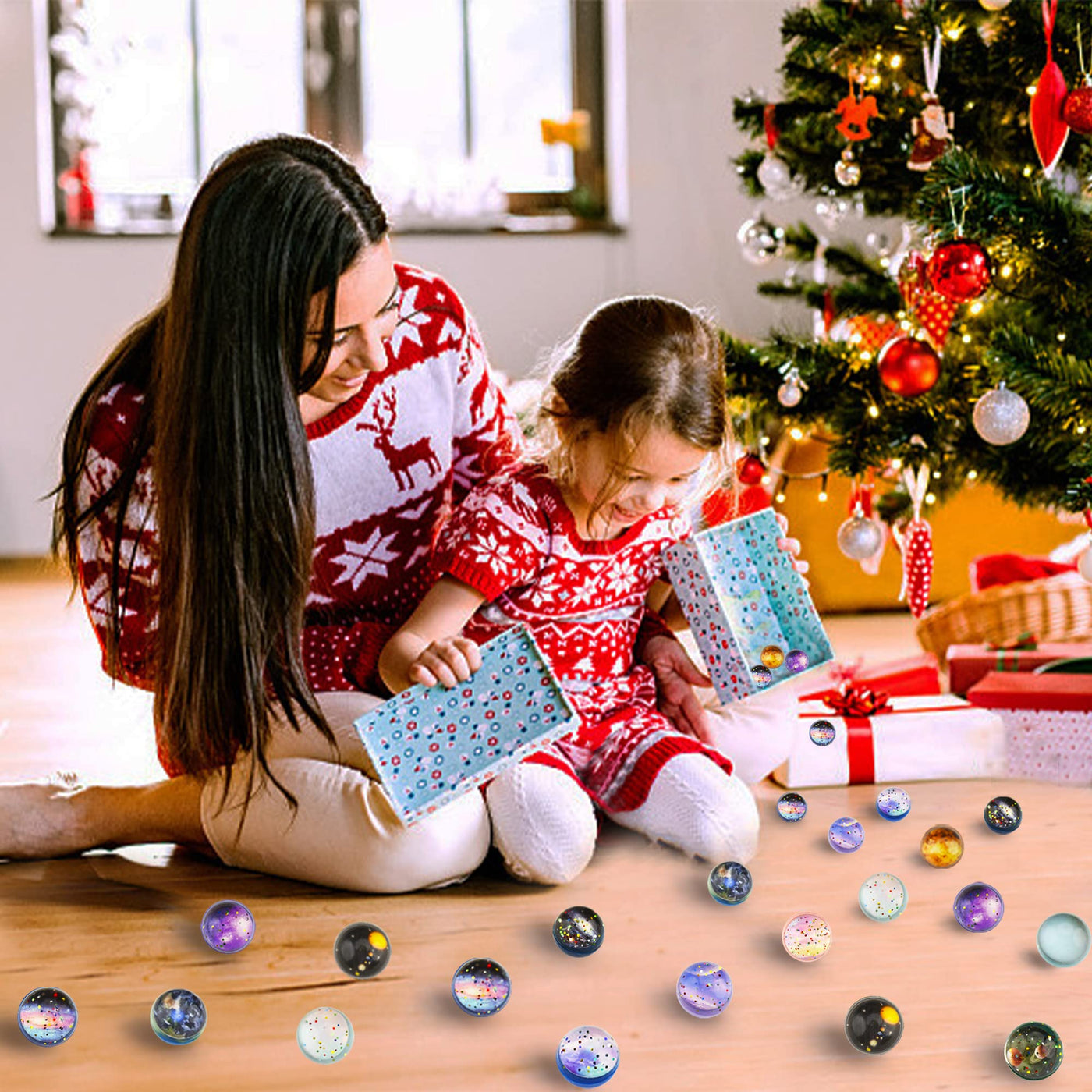 30 Stück Flummi Planeten, Flummies für Kinder, 32mm Flummis Kindergeburstag Mitgesbel Give aways Schultüte füllung Partygeschenke Gastgeschenk Gummiball Kinder Groß Set Pinata Adventskalender füllung